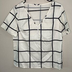 White and Black Striped Blouse